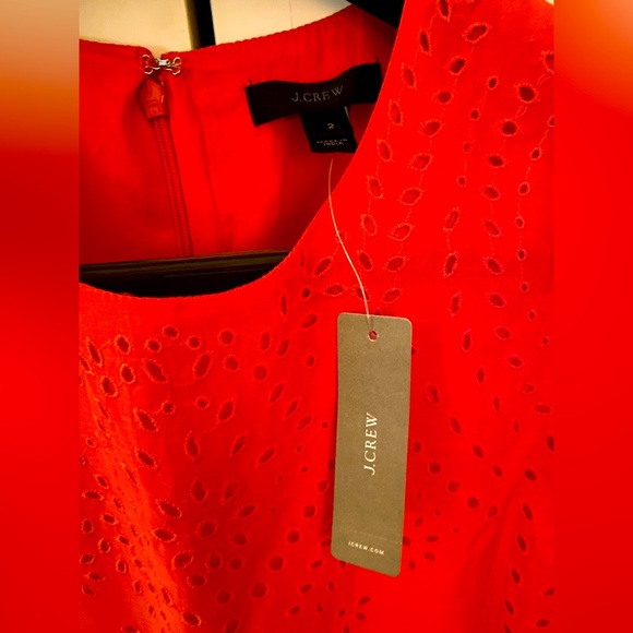 NWT J. Crew Orange Eyelet Peplum Top, Size 2, Cotton Silk Blend. - Picture 3 of 4